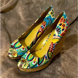 Nine West Fabric & Cork Wedges